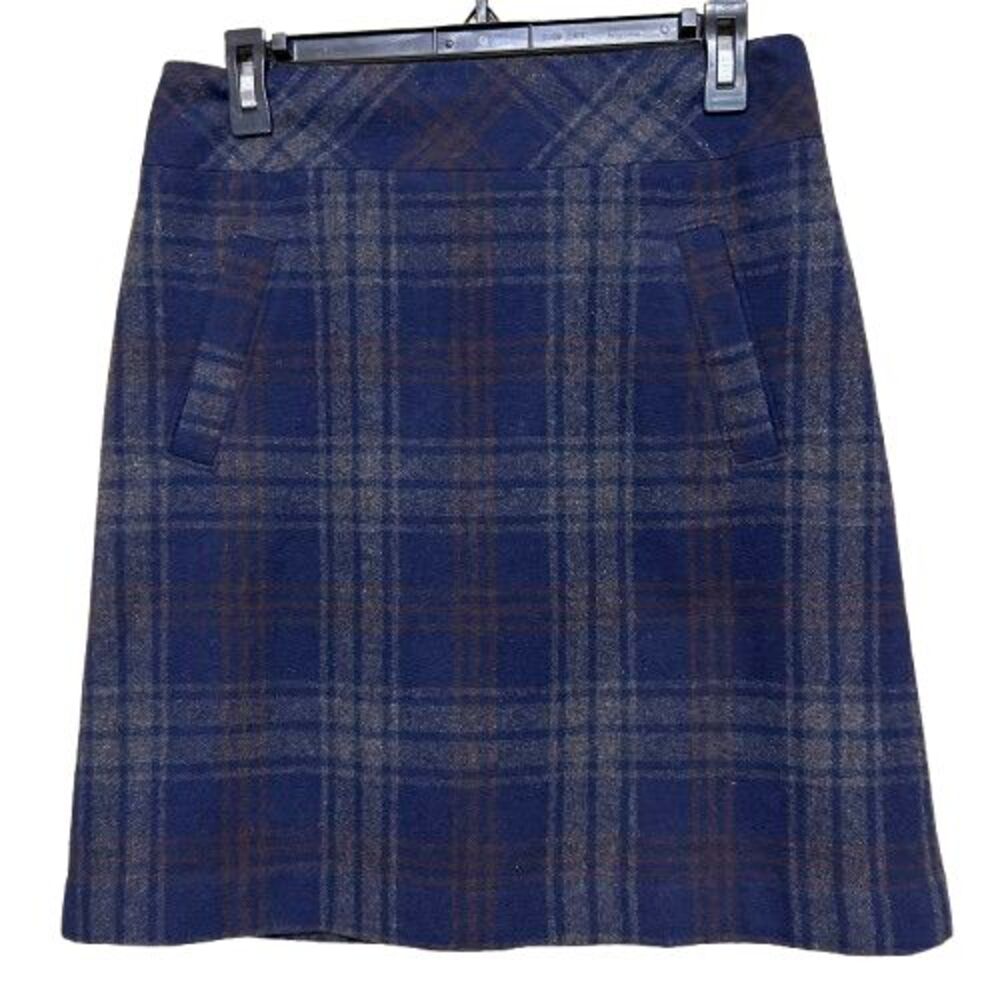 Loft Wool Blend Plaid Pencil Mini Skirt Womens Size 6 Career Casual Academia